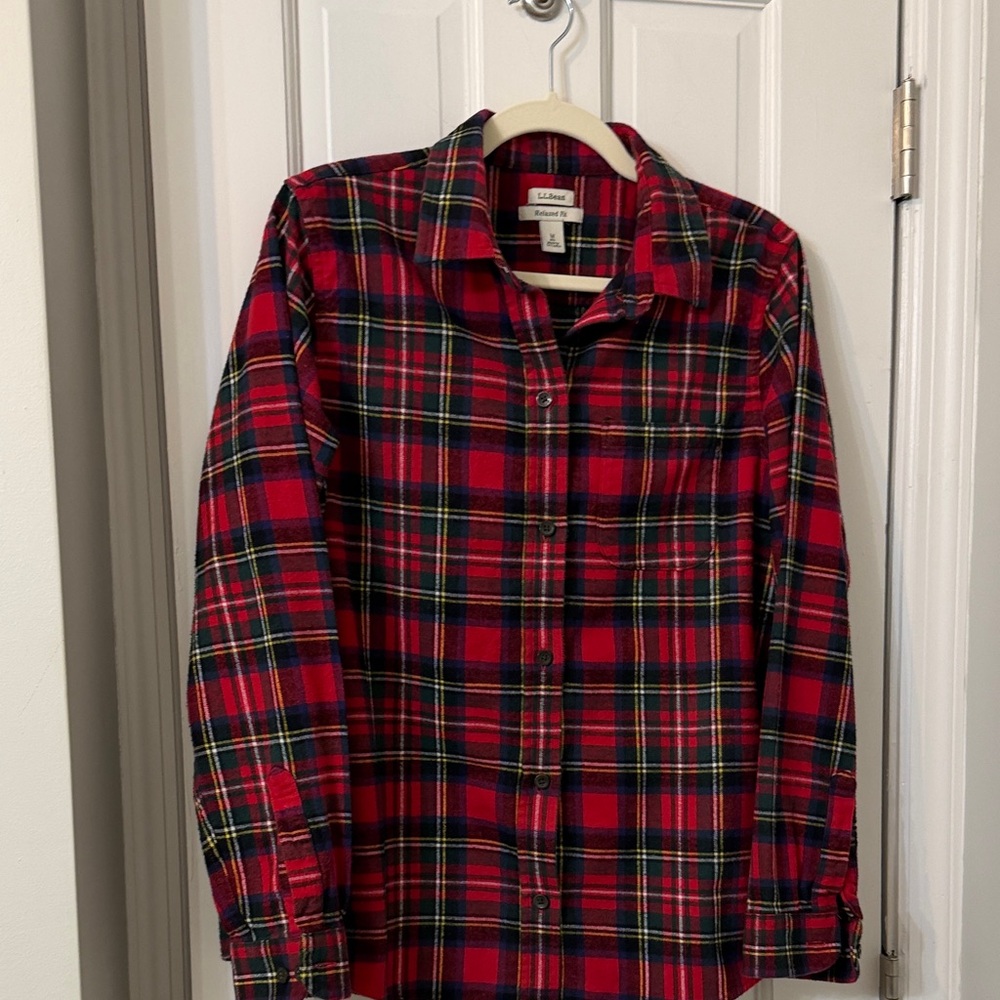 L.L.Bean Red Plaid Button-Up Shirt